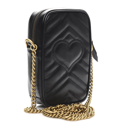 Gucci Calfskin Matelasse Mini GG Marmont Crossbody Bag Black 3 of 11