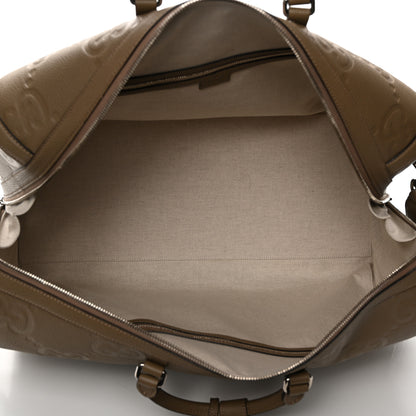 Gucci Piuma Calfskin Jumbo GG Embossed Large Duffle Bag Good Taupe 4 of 10