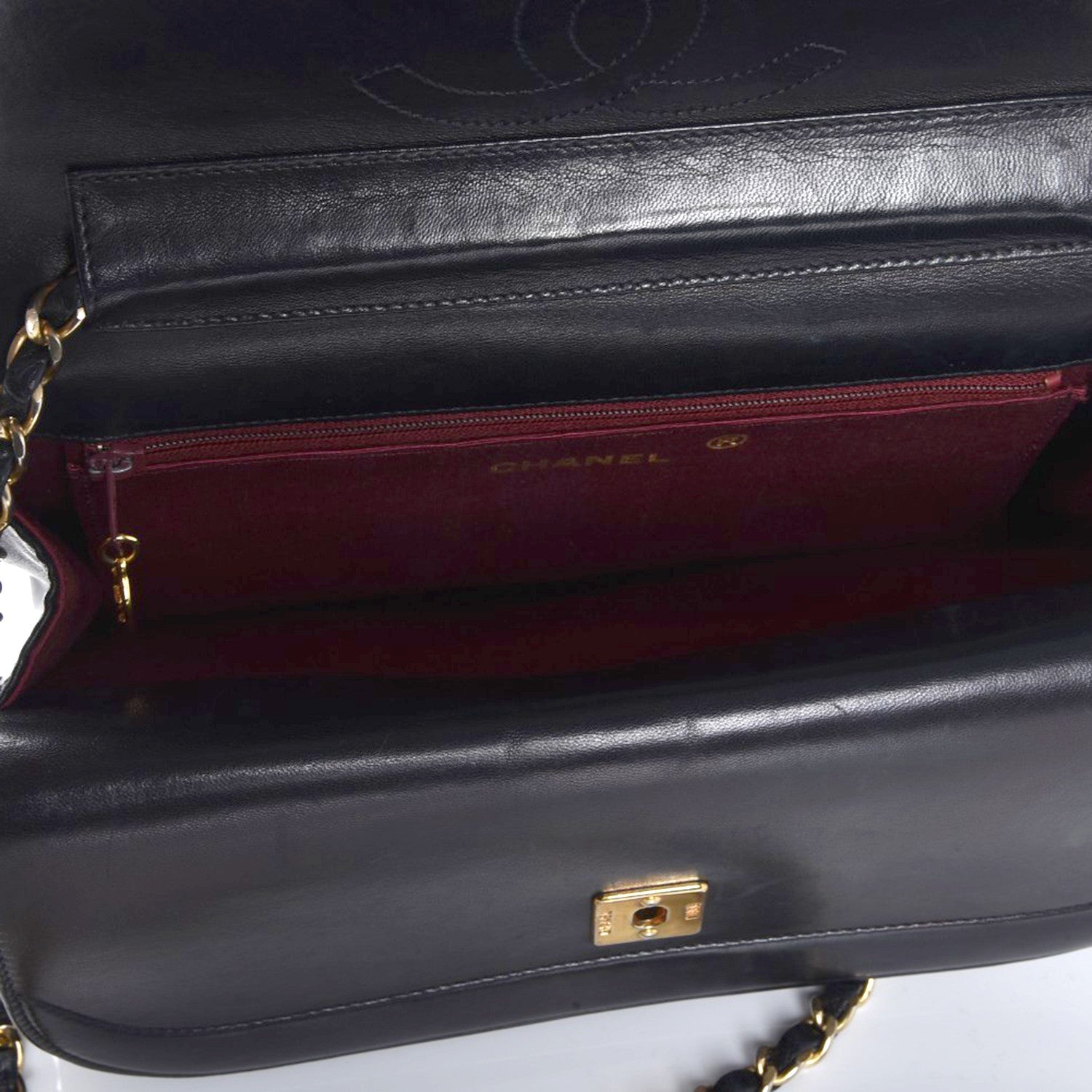 Chanel Lambskin Quilted Medium Round Double Flap Black 6 of 10
