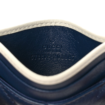 Gucci Vintage Effect Calfskin Matelasse Diagonal Torchon GG Marmont Card Holder Blue Agata Mystic White 6 of 6