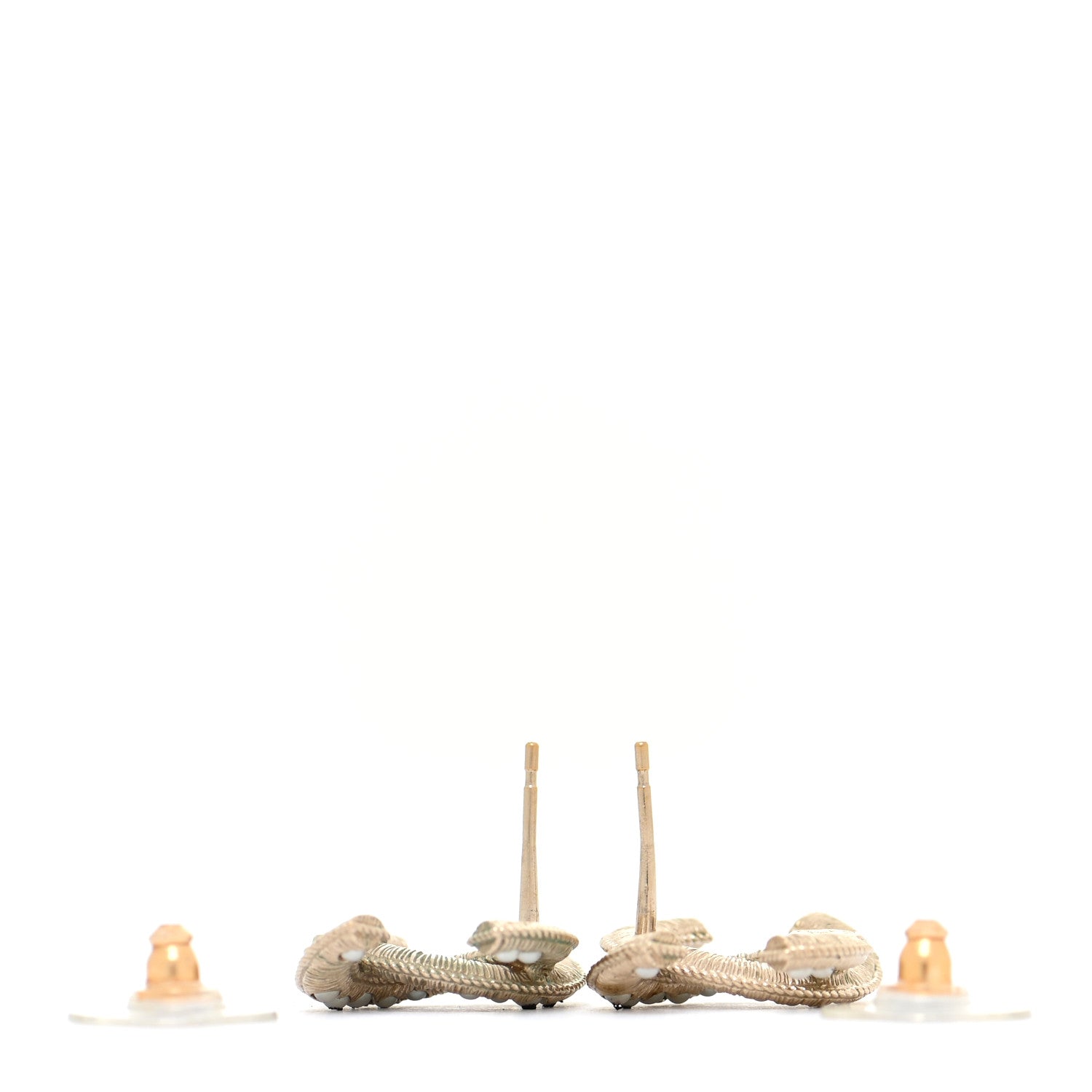 Chanel Pearl Textured CC Earrings Gold 3 of 8