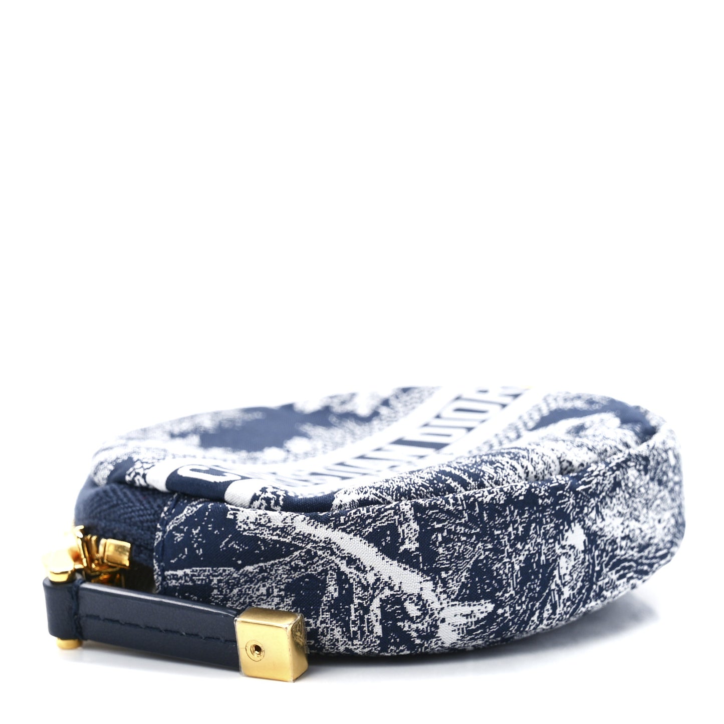 Technical Fabric Embroidered Toile De Jouy DiorTravel Round Coin Purse Blue