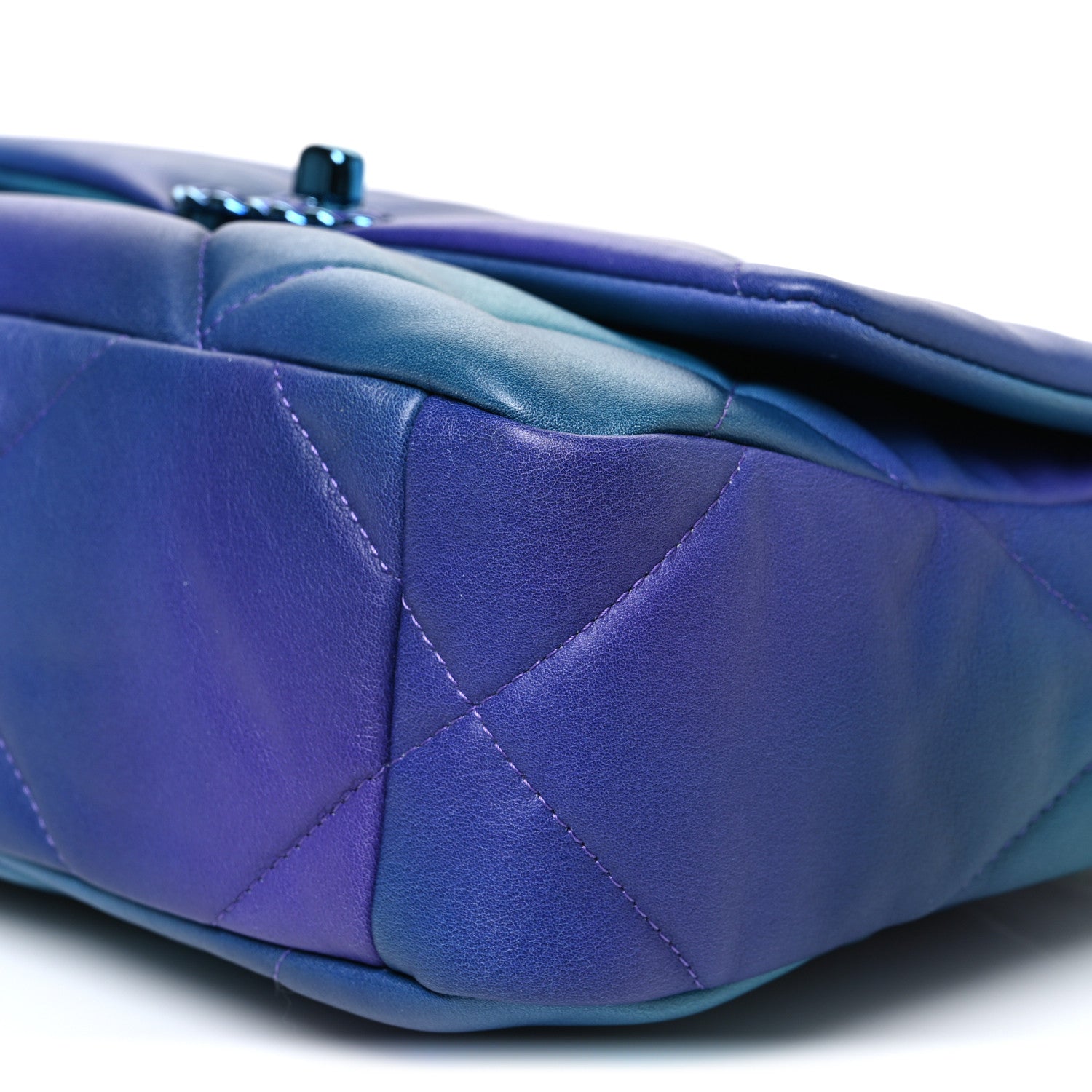 Chanel Tie Dye Calfskin Quilted Medium Chanel 19 Flap Blue Purple 10 of 10