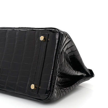 Hermes Shiny Porosus Crocodile Birkin 30 Black 10 of 11