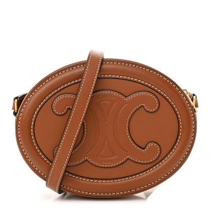 Celine Smooth Calfskin Cuir Small Triomphe Oval Crossbody Purse Tan 1 of 11