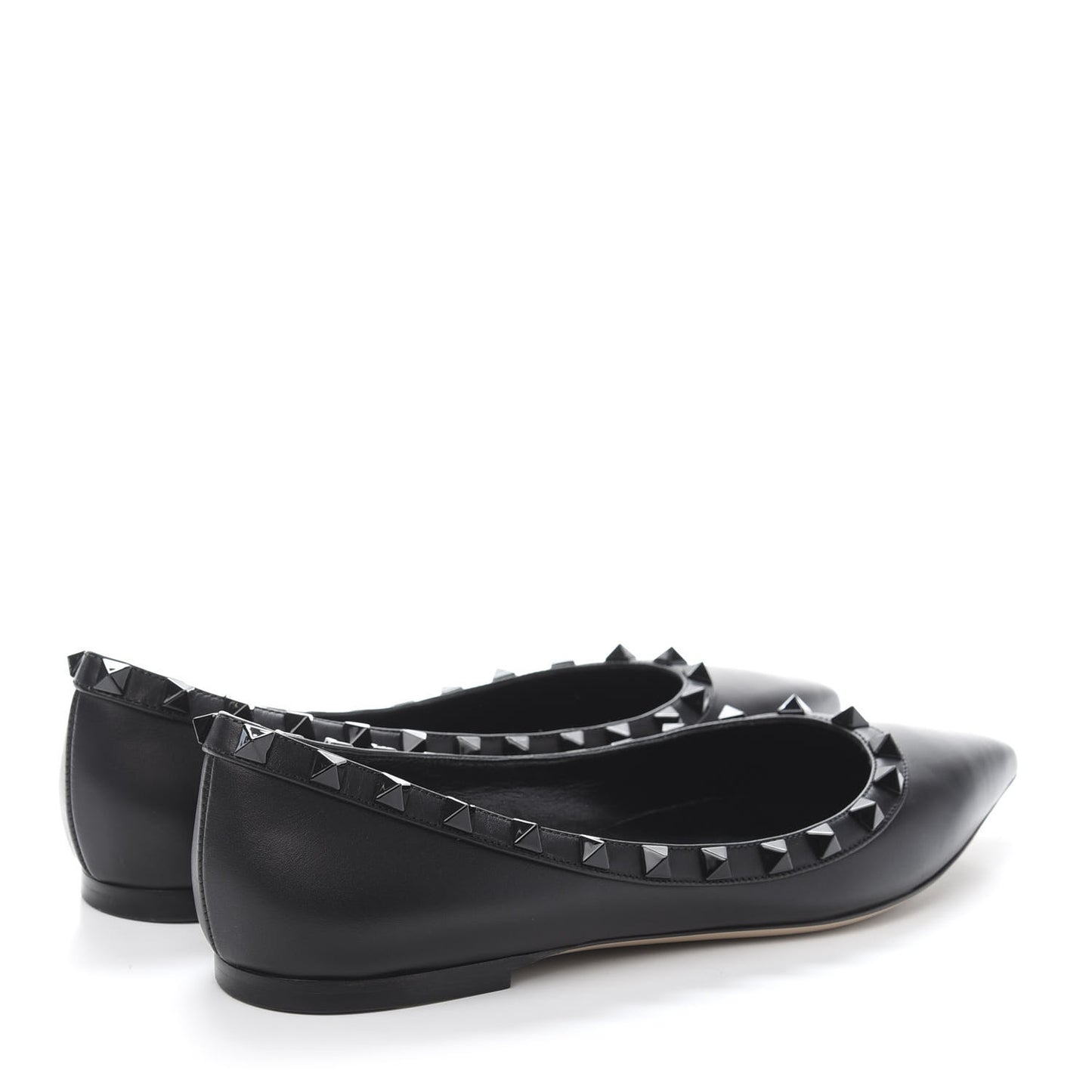 Calfskin Lacquered Monochrome Rockstud Ballerina Flats 37 Black