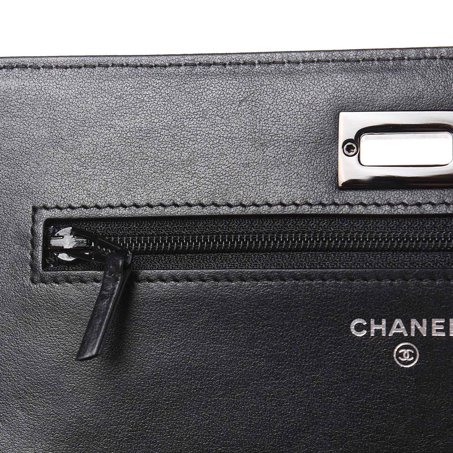 Chanel Aged Calfskin Chevron Quilted Reissue Wallet On Chain WOC So Black 10 of 11