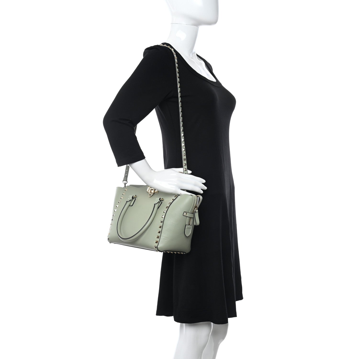 Valentino Garavani Vitello Small Rockstud Double Handle Tote Green Tea Sorbet 2 of 8