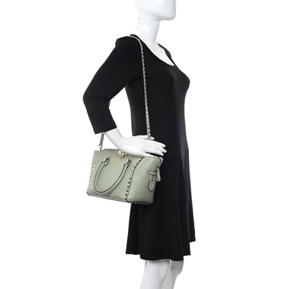 Valentino Garavani Vitello Small Rockstud Double Handle Tote Green Tea Sorbet 2 of 8