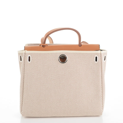 Hermes Toile Vache Calfskin Herbag 30 PM Black Natural 10 of 11