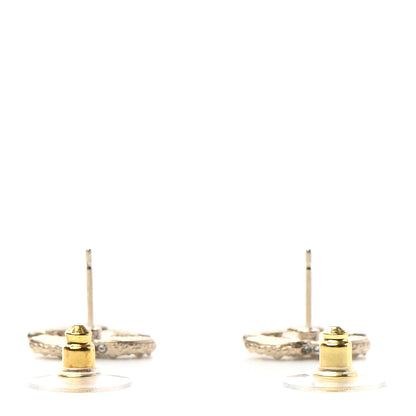 Chanel Pearl Crystal CC Earrings Light Gold 3 of 4