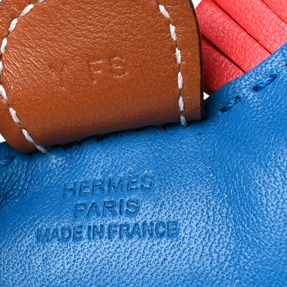 Hermes Milo Lambskin Grigri Rodeo Horse Bag Charm PM Bleu Zanzibar Rose Texas Gold 3 of 4