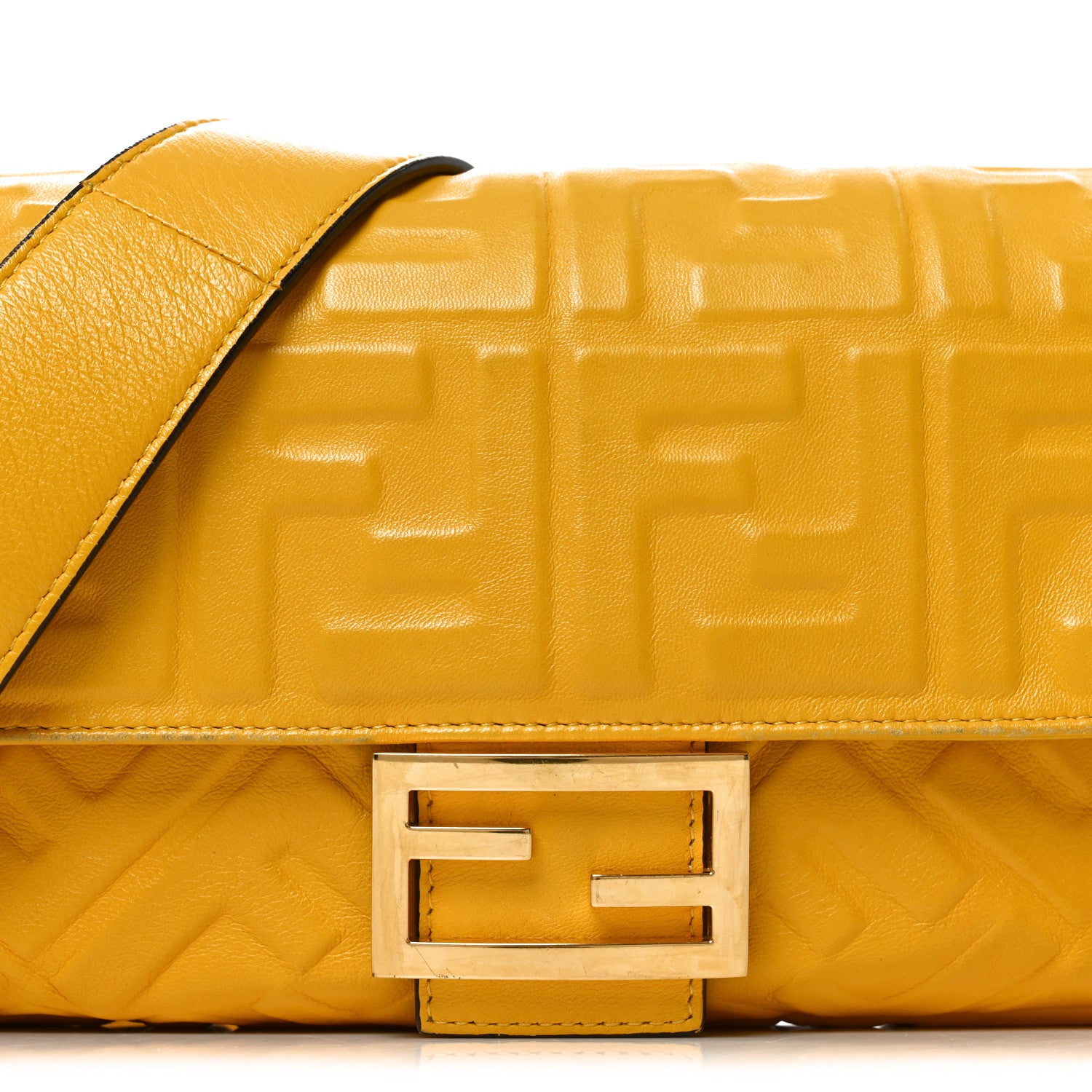 Fendi Nappa FF 1974 Embossed Baguette Mimosa 8 of 10