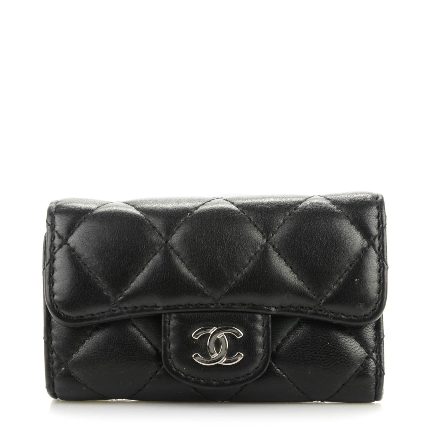 Chanel Lambskin Quilted 6 Key Holder Black 1 of 8