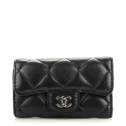 Chanel Lambskin Quilted 6 Key Holder Black 1 of 8