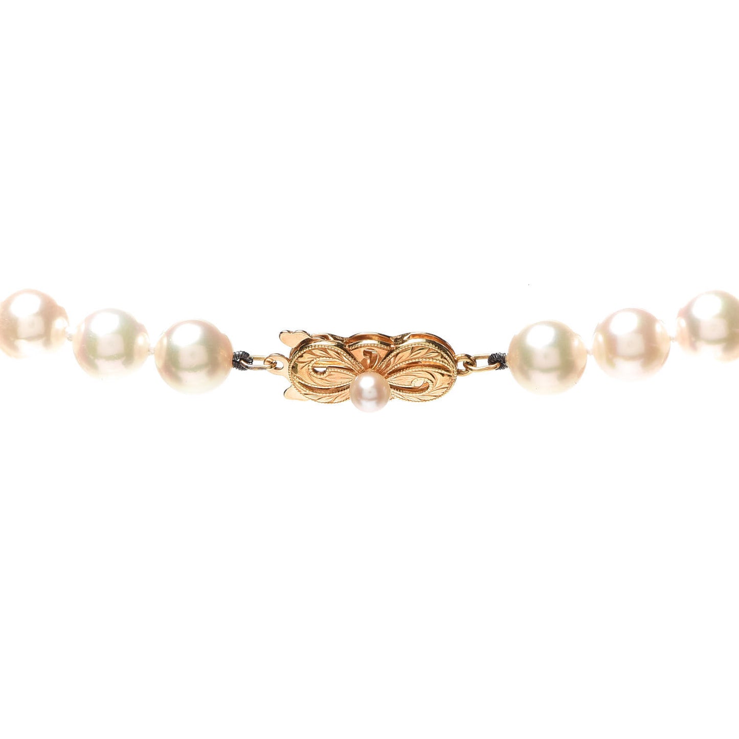 18K Yellow Gold Akoya Pearl 7.5-8mm Strand Necklace