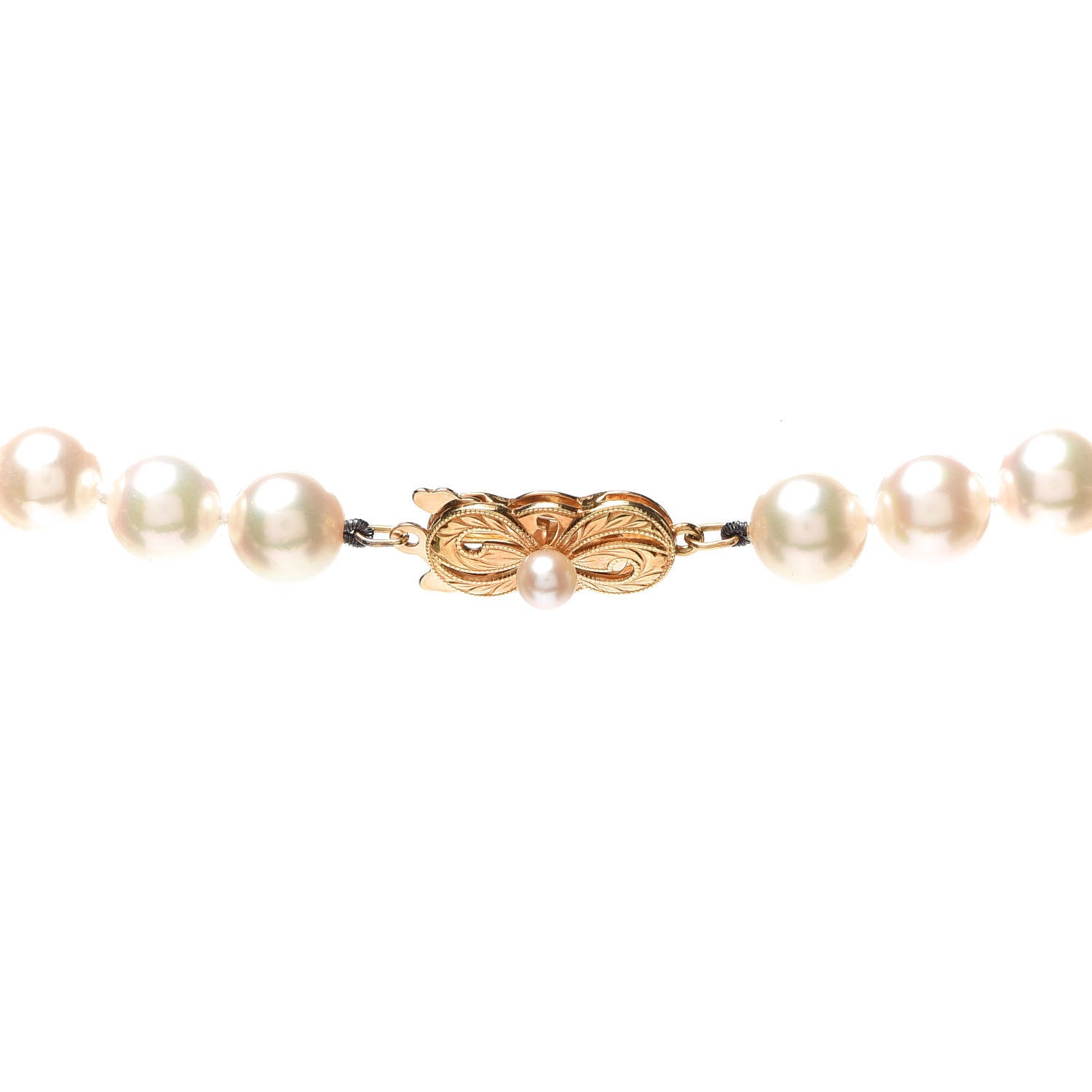 Mikimoto 18K Yellow Gold Akoya Pearl 7.5-8mm Strand Necklace 4 of 6