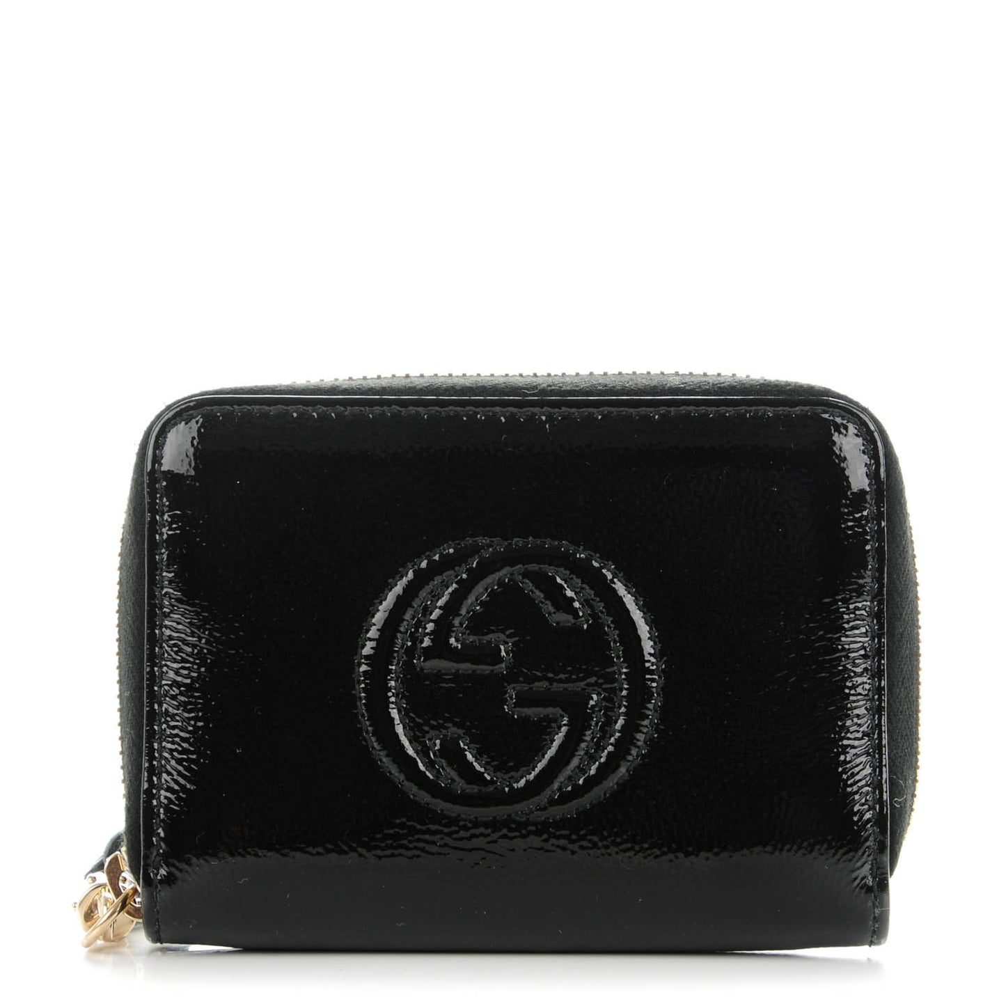 Patent Soho Compact Disco Zip Around Wallet Black