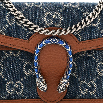 Gucci New Denim GG Monogram Dollar Calfskin Enamel Super Mini Dionysus Shoulder Bag Blue Tea Cuir Epilog Electric Blue 7 of 9