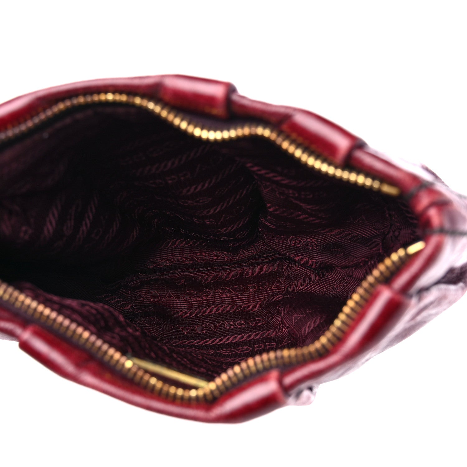Prada Vitello Shine Mordore Wristlet Clutch Red 5 of 10