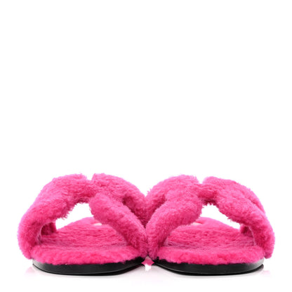Hermes Woolskin Oran Sandals 38 Rose Fuchsia 2 of 4