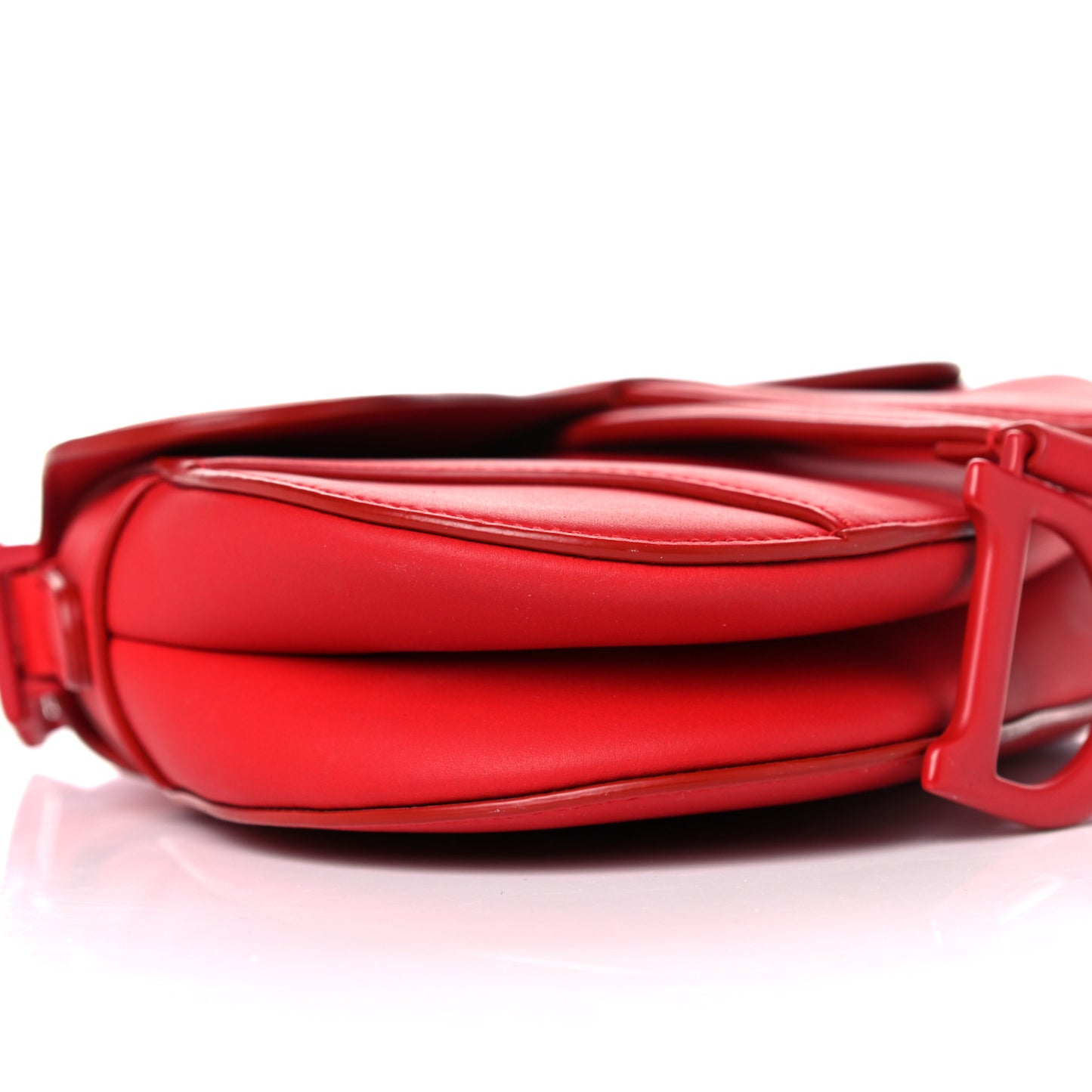 Ultra Matte Calfskin Mini Saddle Bag Red