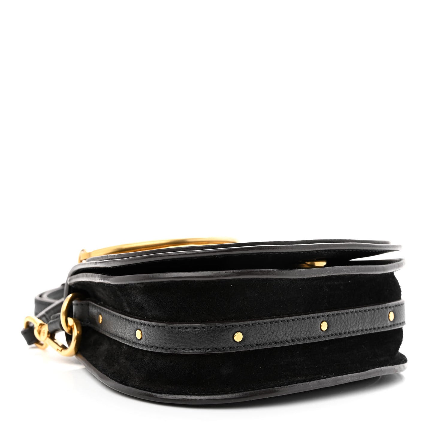 Calfskin Suede Small Nile Bracelet Bag Black