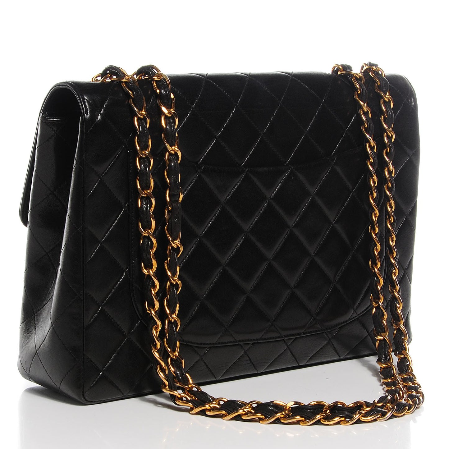 Lambskin Quilted XL Jumbo Single Flap Black