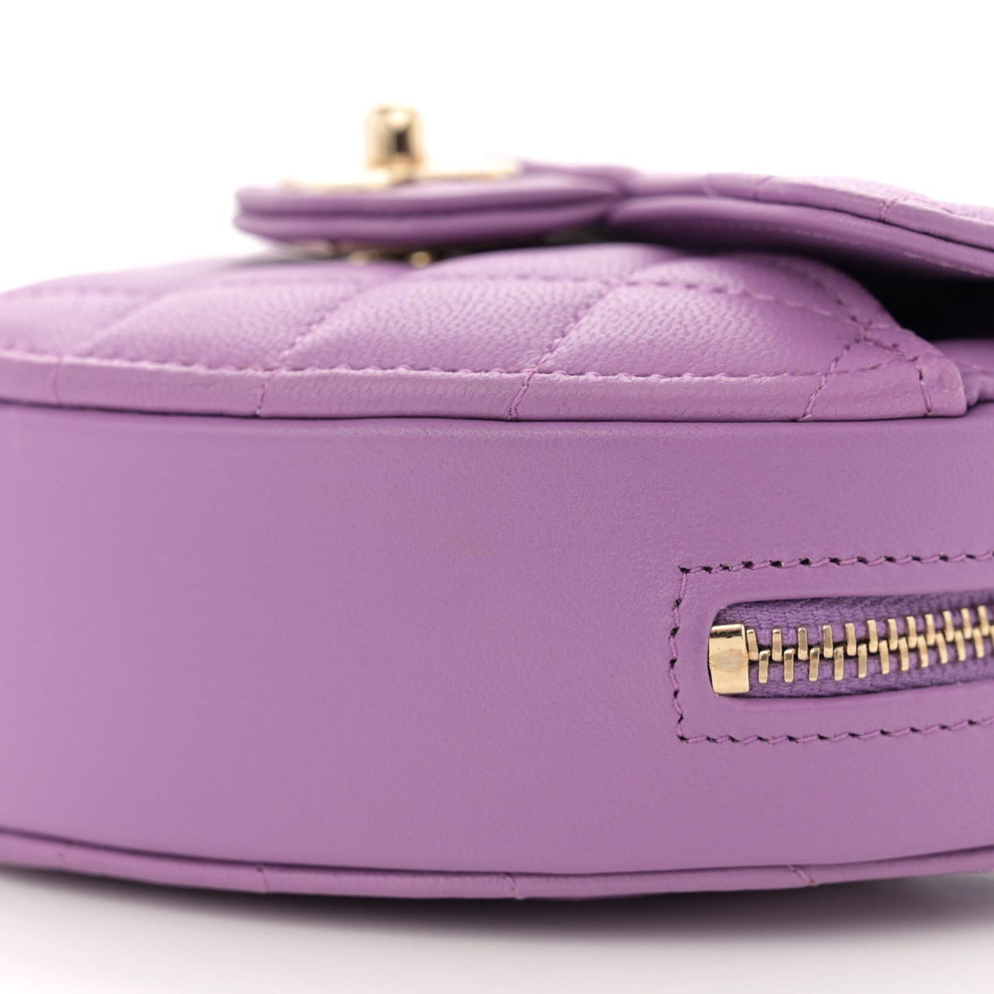 Lambskin Quilted CC In Love Heart Clutch With Chain Purple