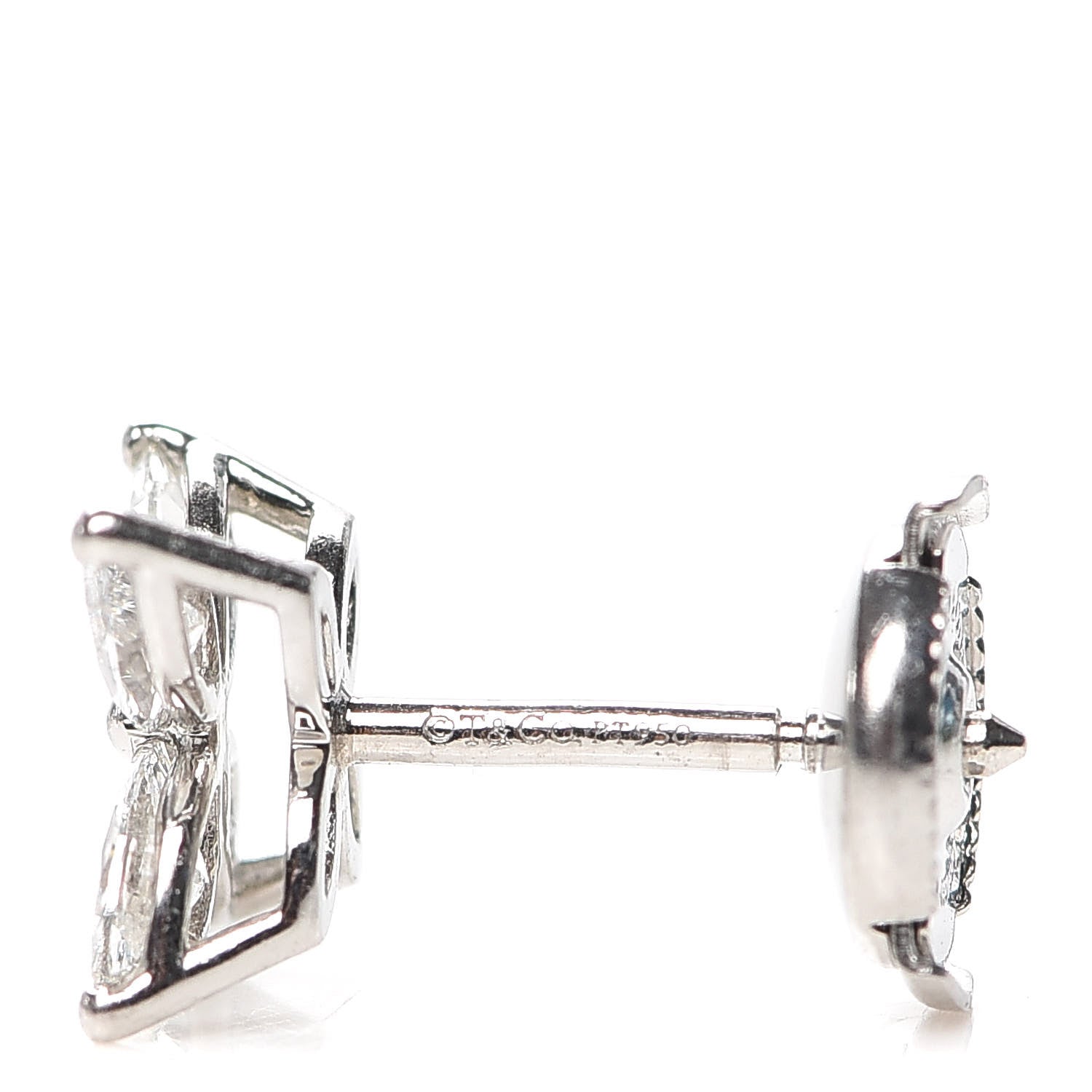 Tiffany Platinum Diamond .92ct Medium Victoria Earrings 4 of 5