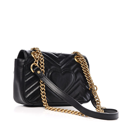 Gucci Calfskin Matelasse Mini GG Marmont Shoulder Bag Black 2 of 18
