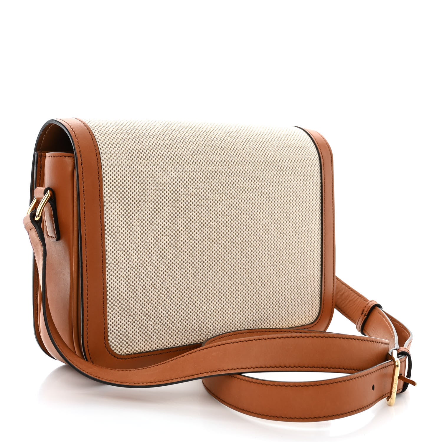 Celine Textile Calfskin Classique Triomphe Bag Natural Tan 3 of 14