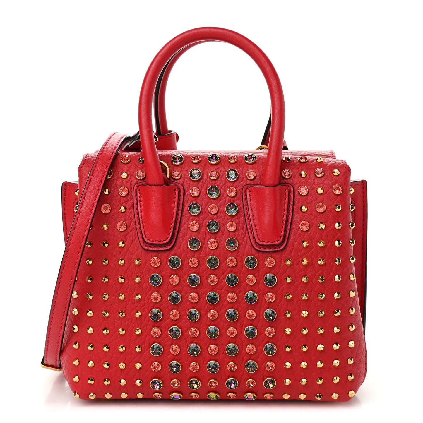 Calfskin Swarovski Crystal Ball Mini Milla Tote Ruby Red