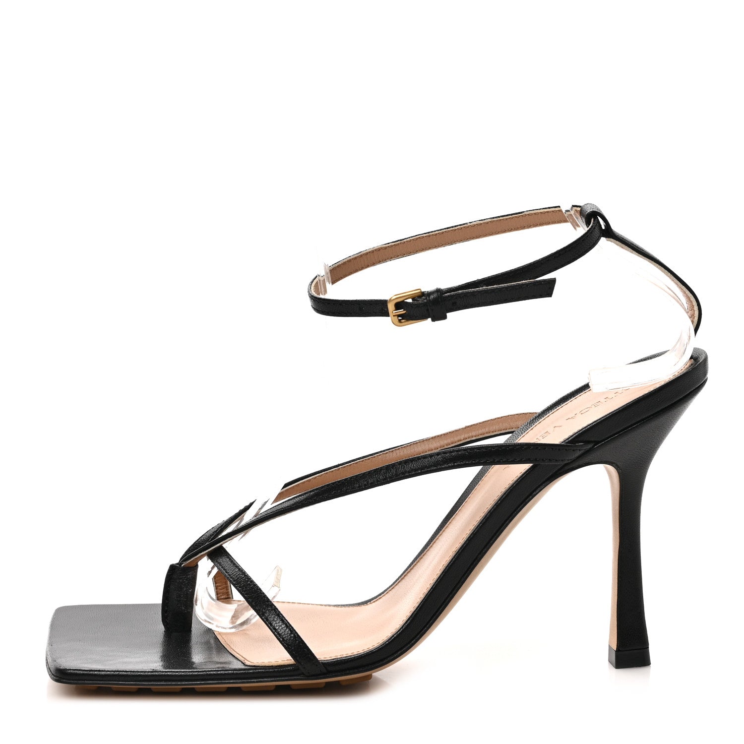 Bottega Veneta Lambskin Stretch Multi Strap 90mm Sandals 38.5 Black 1 of 8
