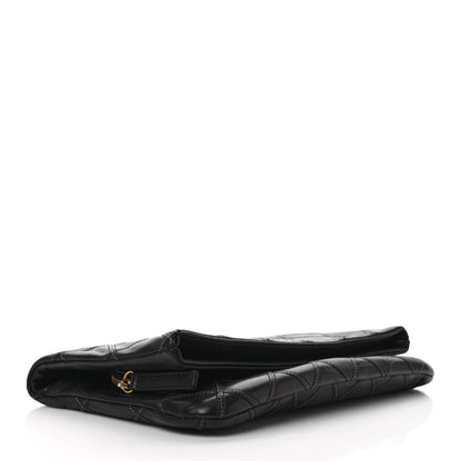 Chanel Lambskin Quilted Fold Over Clutch Black 4 of 10
