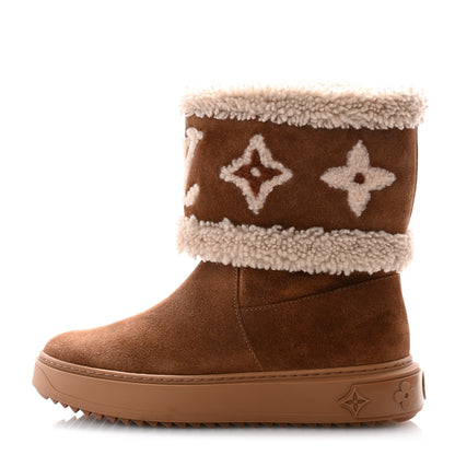 Louis Vuitton Suede Calfskin Shearling Snowdrop Flat Ankle Boot 37 Cognac 1 of 12