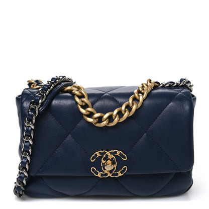 Chanel Lambskin Quilted Medium Chanel 19 Flap Navy Blue 1 of 10