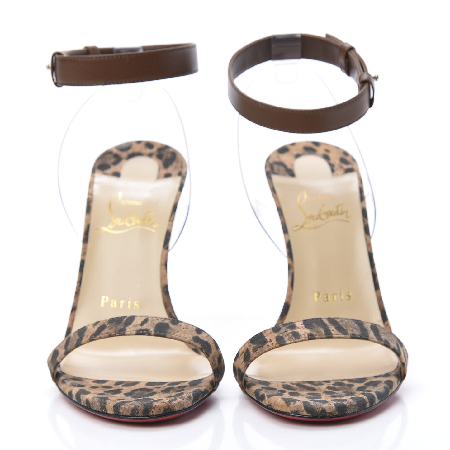 Shiny Nappa PVC Leopard Jonatina 100 Sandals 37 Brown