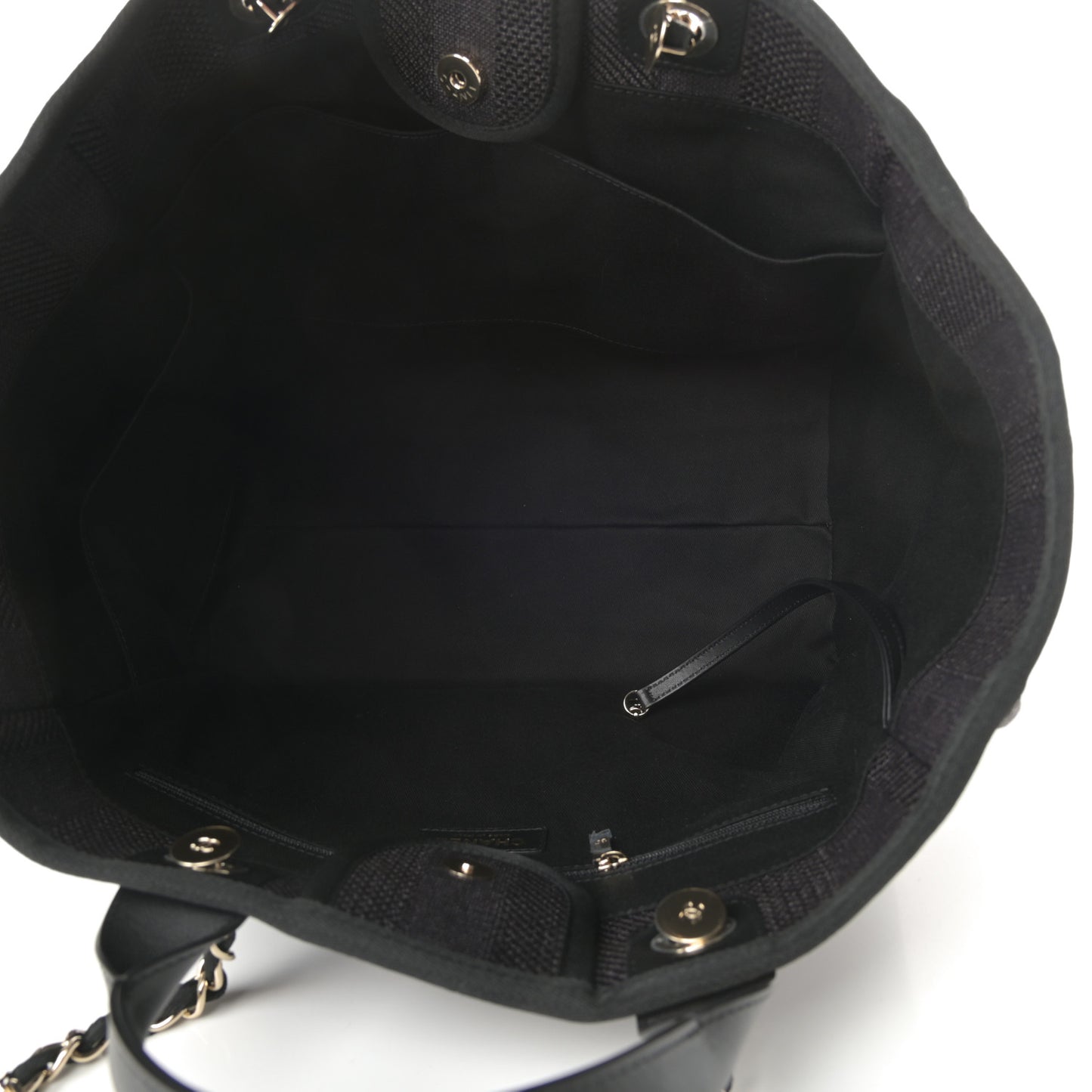 Mixed Fibers Calfskin Striped Medium Deauville Tote Black