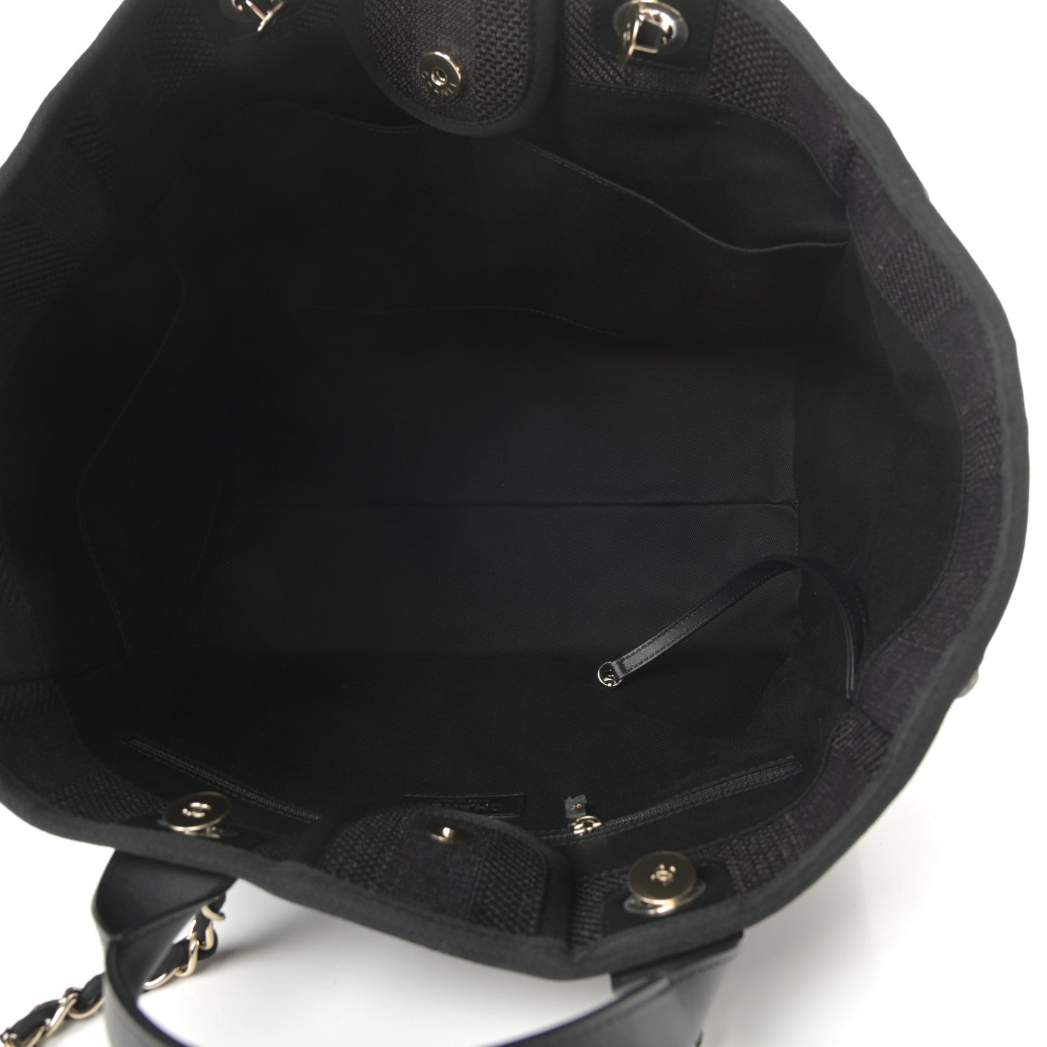 Chanel Mixed Fibers Calfskin Striped Medium Deauville Tote Black 5 of 10