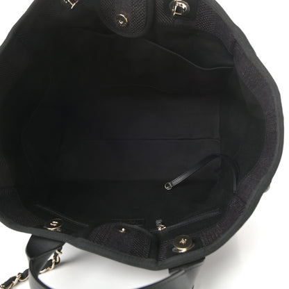 Chanel Mixed Fibers Calfskin Striped Medium Deauville Tote Black 5 of 10