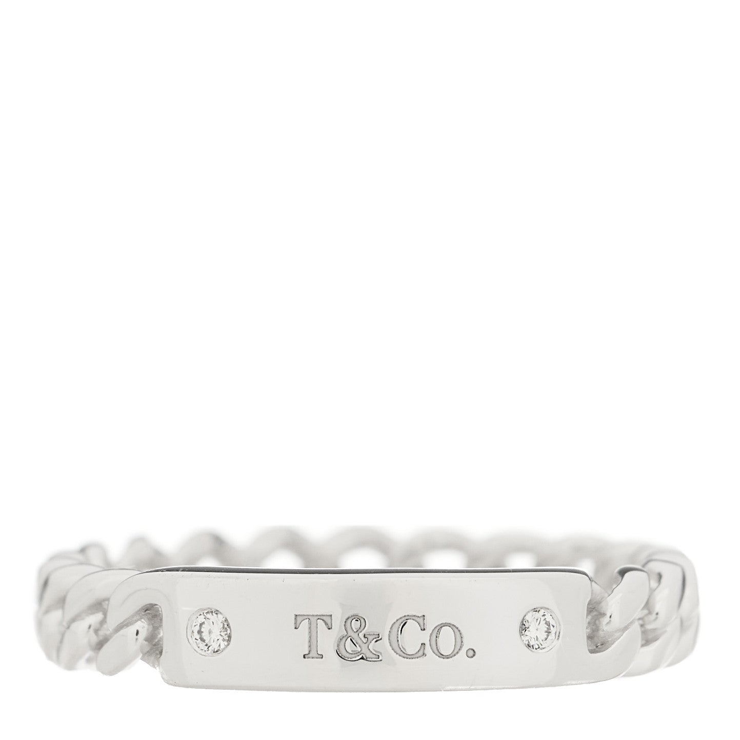 18K White Gold Diamond Micro Link Ring 54 7