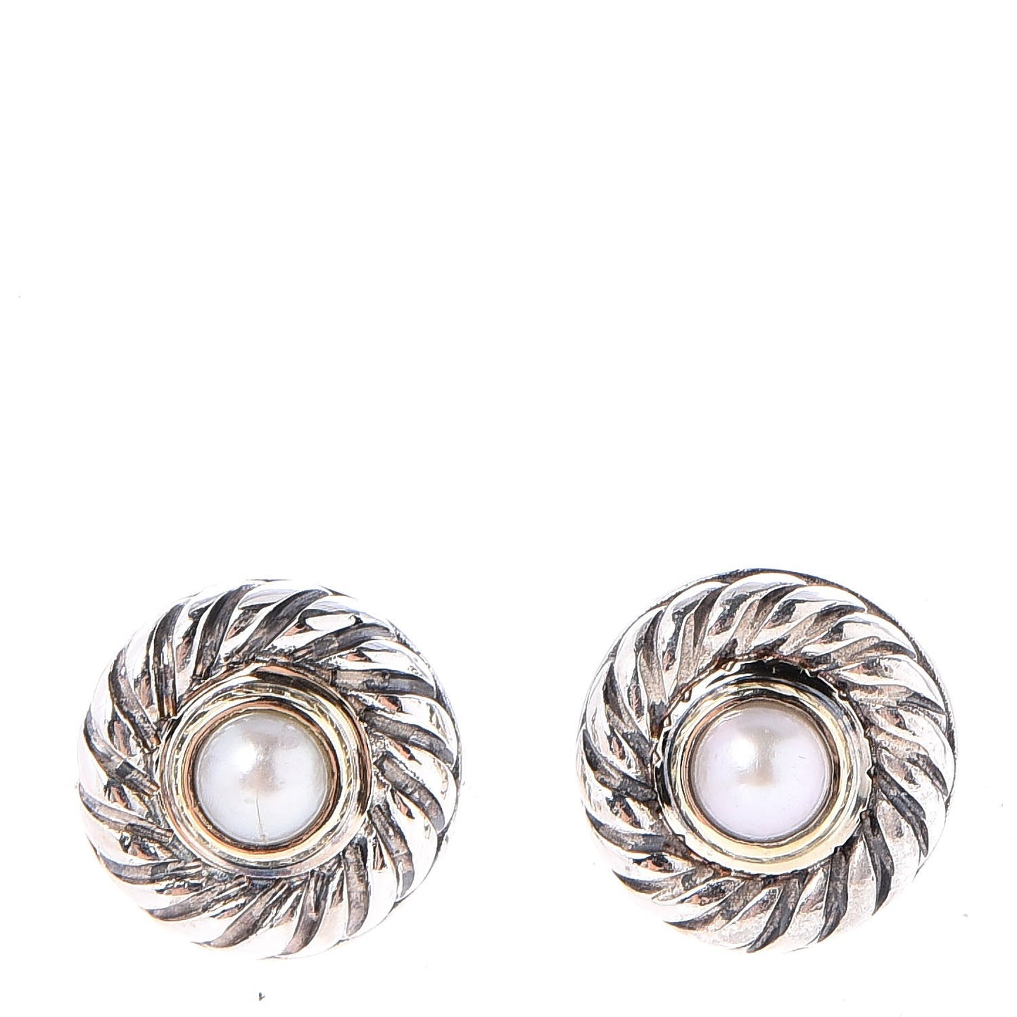 Sterling Silver 14K Yellow Gold Pearl Cookie Earrings