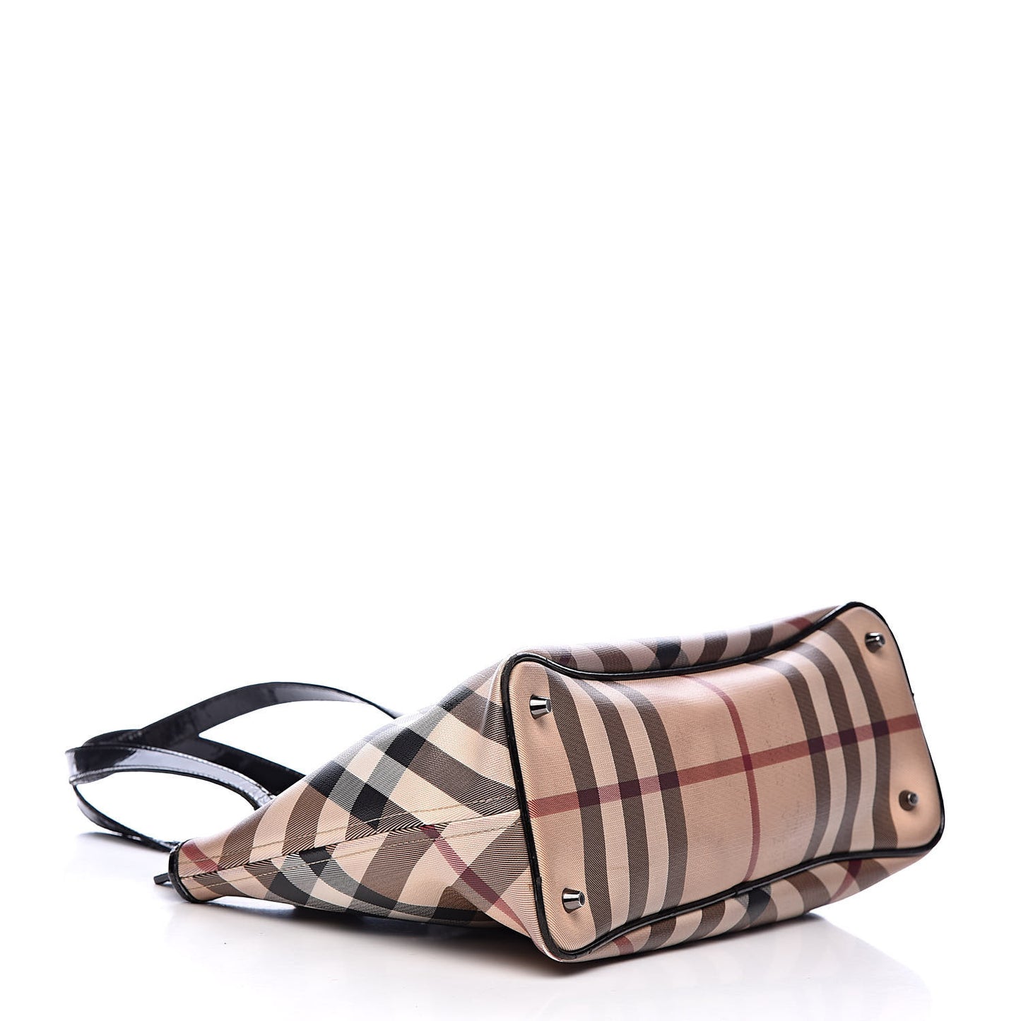 Patent Trim Nova Check Shopper Tote Black