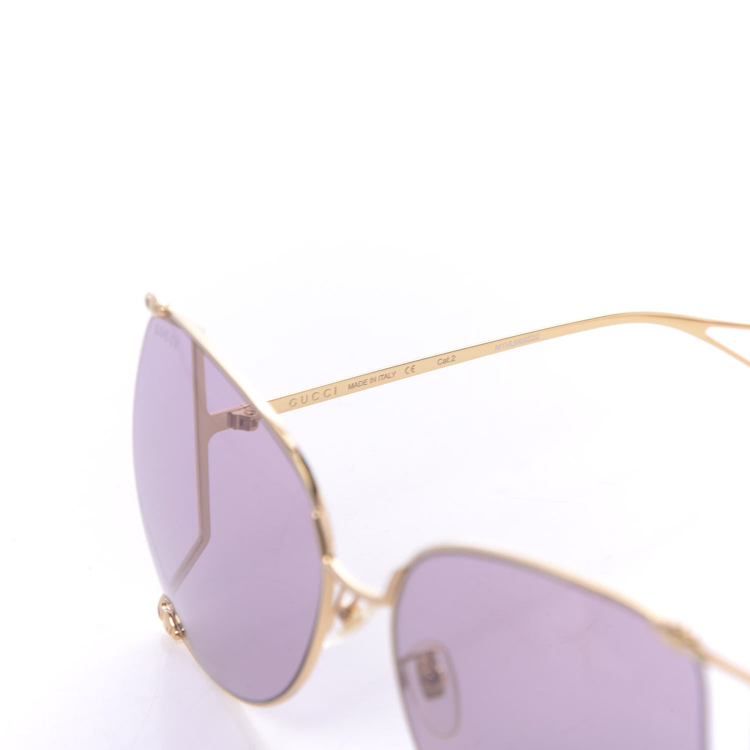 Gucci Metal Oversized Round Sunglasses GG0252S Gold Pink 6 of 7