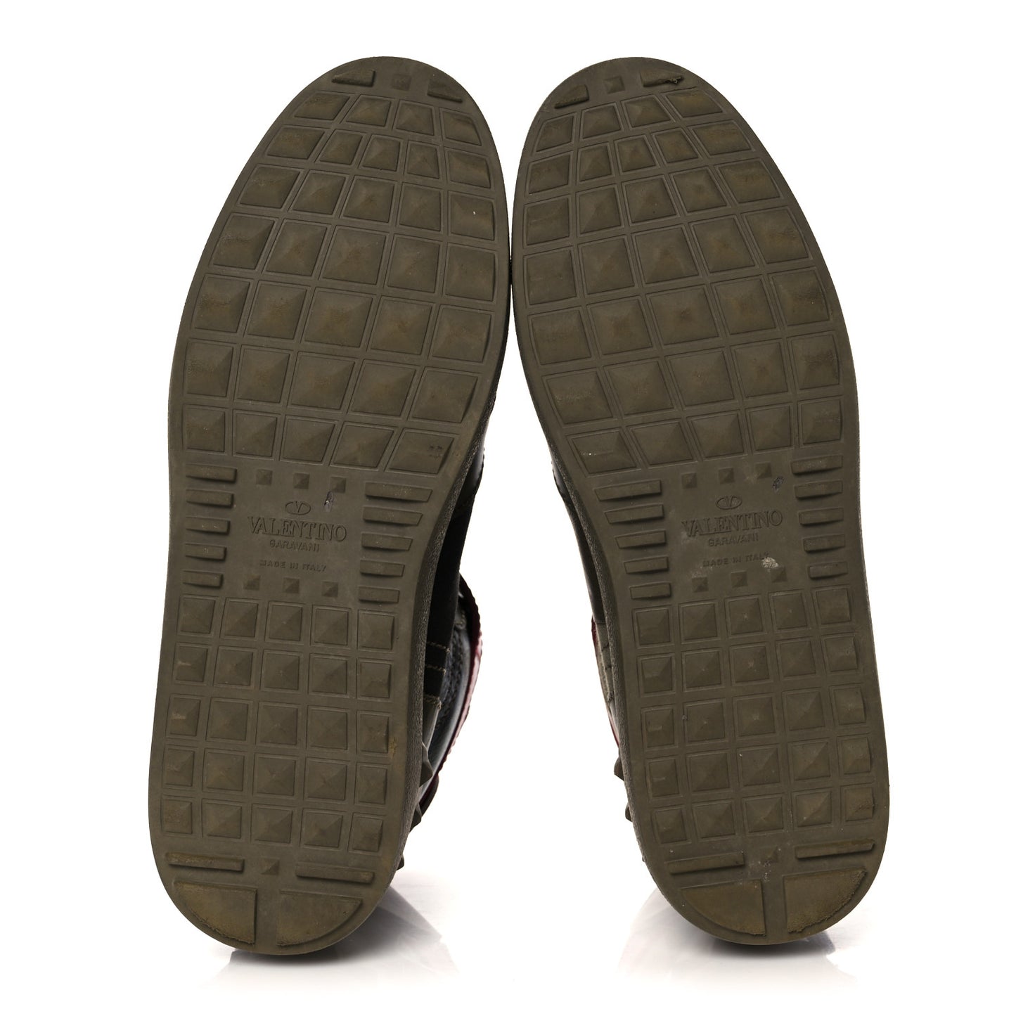 Calfskin Canvas Camouflage Rockstud Rock Be Sneakers 37 Olive