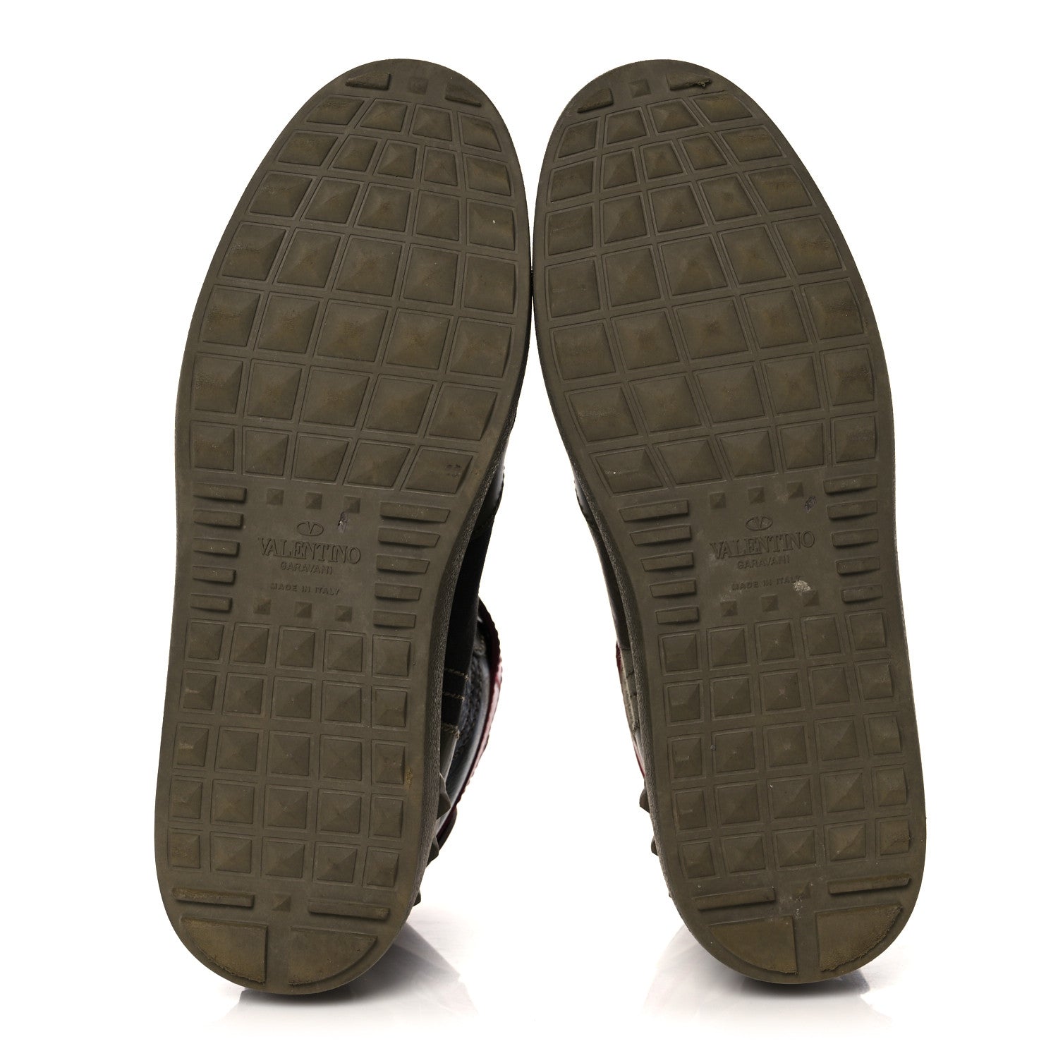 Valentino Garavani Calfskin Canvas Camouflage Rockstud Rock Be Sneakers 37 Olive 5 of 12