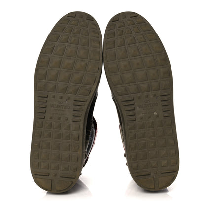 Valentino Garavani Calfskin Canvas Camouflage Rockstud Rock Be Sneakers 37 Olive 5 of 12