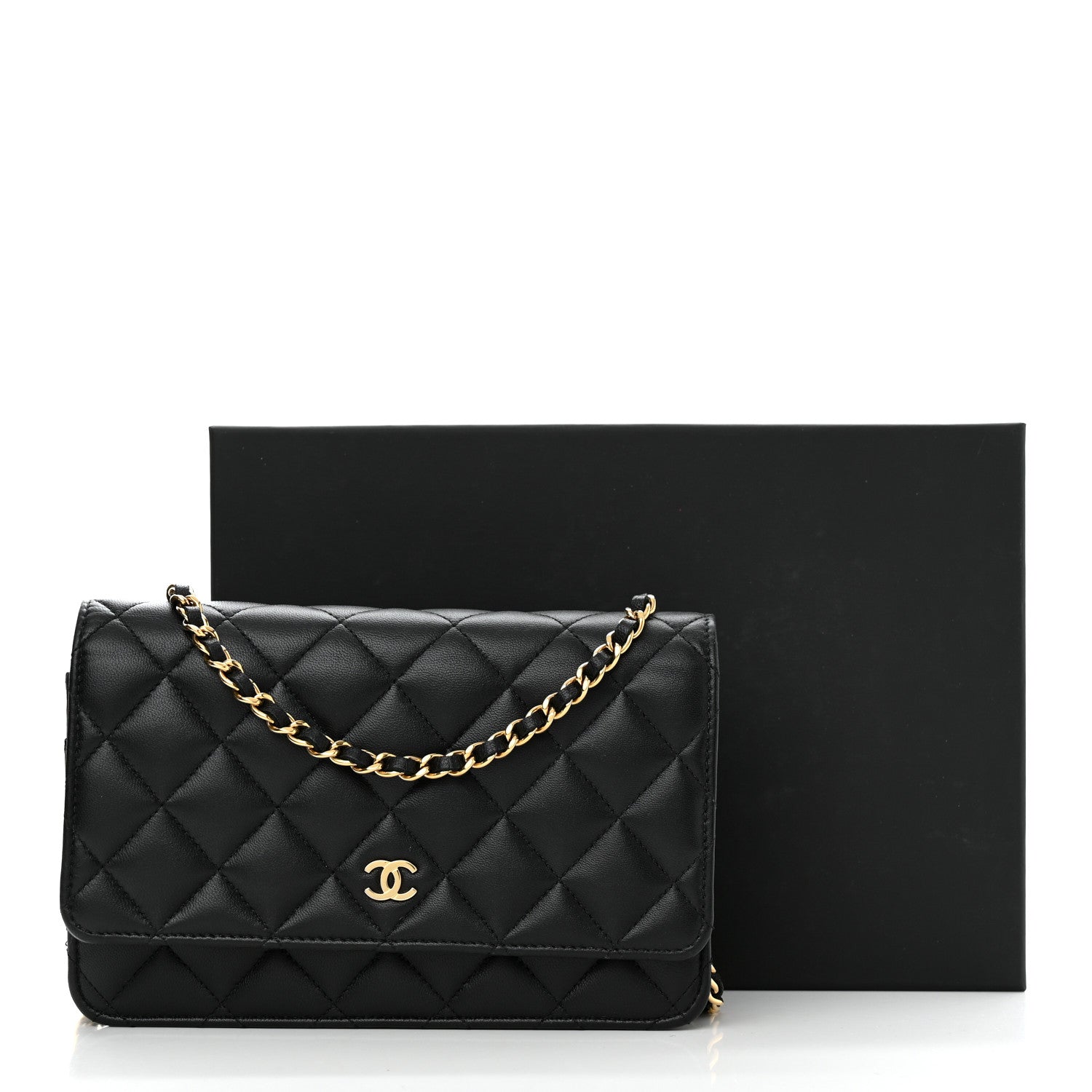 Chanel Lambskin Quilted Wallet On Chain WOC Black 12 of 12