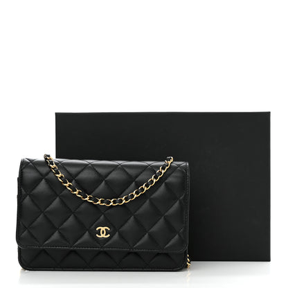 Chanel Lambskin Quilted Wallet On Chain WOC Black 12 of 12